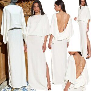 🆕 RAT & BOA 🧿 NWOT Margot Boatneck Long Sleeve Open Back White Maxi, Sz XXL